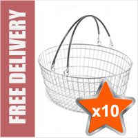 10 x 25 Litre Oval Wire Shopping Basket (Dark Grey Handles)